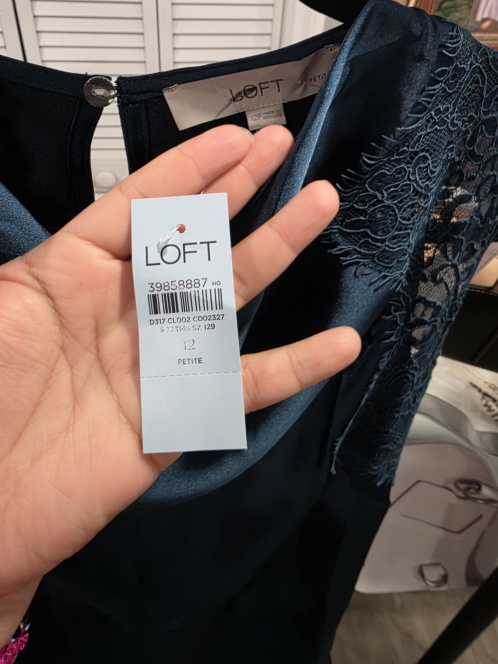 LOFT Teal Lace-Trim Midi Dress - Picture 8 of 10